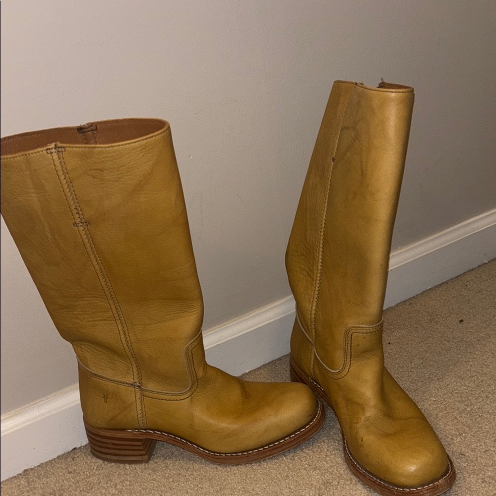 Frye campus boot - banana -Tan Leather Knee-High Boots
